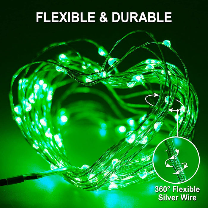 JMEXSUSS 2 Pack Green Solar Halloween Lights, Total 66ft 200 LED Green Solar Lights Outdoor, Waterproof Green Halloween Lights for Outside Patio Garden Party Christmas Tree Halloween Decorations