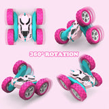 cosone Pink Remote Control Car for Girls - RC Stunt Cars with 4WD Double-Sided Driving 360° Flips Rotating, Off Road Remote Car Outdoor Toys for Kids Age 6 7 8-12, Christmas Birthday Gifts