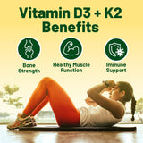 Vegan Vitamin D3 + K2 4000IU (100mcg) with Coconut Oil, 100% Plant Based Vegan Vitamin D for Vegan and Vegetarian - 60 Capsules