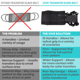 Vive Transfer Sling - Padded Assist Gait Belt - Heavy Duty Patient Lift with Straps - Mobility Standing and Lifting Aid for Disabled, Elderly, Seniors, Injured - Safely Move from Bed and Wheelchair