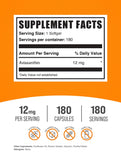 BulkSupplements.com Astaxanthin 12mg 180 Softgels - Astaxanthin Supplement - Astaxanthin Pills - Antioxidants Supplement - Eye Supplements - 1 Astaxanthin Softgel per Serving (180 Softgels)