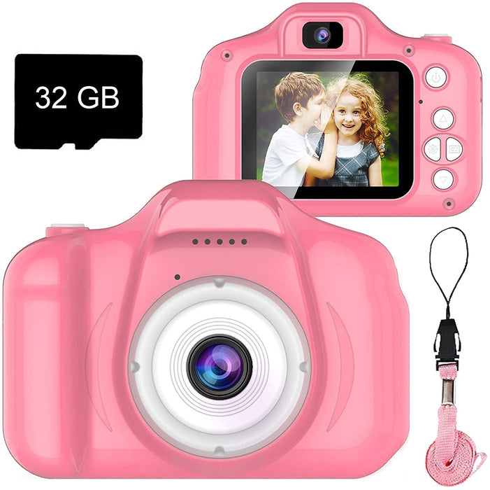 Dylanto Upgrade Kids Selfie Camera, Christmas Birthday Gifts for Girls Age 3-9, HD Digital Video Cameras for Toddler, Portable Toy for 3 4 5 6 7 8 Year Old Girl with 32GB SD Card (Pink