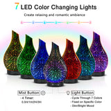 Essential Oil Diffuser Aromatherapy Diffuser- 120 ml Glass Ultrasonic Cool Mist Oil Diffuser, Whisper Quiet with Waterless Auto Shut-Off, 4 Timer Setting,7 Colors Night Light for Home (Silver)