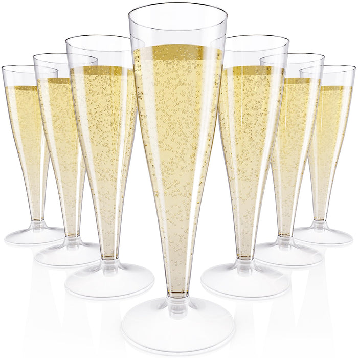 JOLLY CHEF 100 Pack Plastic Champagne Flutes Disposable 4.5 oz Clear Plastic Champagne Glasses Suitable for Wedding, Thanksgiving Day, Christmas