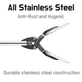 FTH All Stainless Steel Grabber Reacher Pickup Tool Heavy Duty Trash Picker Log BBQ Fireplace pits Snake Tongs Plogging tool