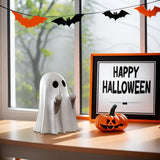 ZUZIF Halloween Ghost Figurine - Spooky Resin Ghost Statue, Cute Finger Ghost Ornaments, Perfect for Indoor & Porch Halloween Decor (A)