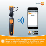 testo 115i Temperature Probe – Pipe Clamp Thermometer for Heating and Cooling Systems – Temperature clamp HVAC for in-Pipe Measurements - HVAC Thermometer with Bluetooth and App Operation