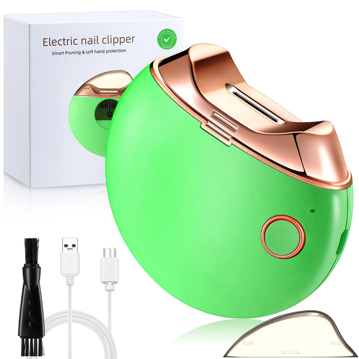 Minatee Automatic Nail Clipper, Electric Nail Clippers Safety Fingernail Cutter Nail Trimmer Nail Scissors Gift for Caregivers, Elderly, Adults, Children, Care Communities(Green)