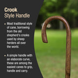 Brazos Handcrafted Wood Walking Cane, Twisted Oak, Crook Style Handle, for Men & Women, Made in the USA, Brown, 37"