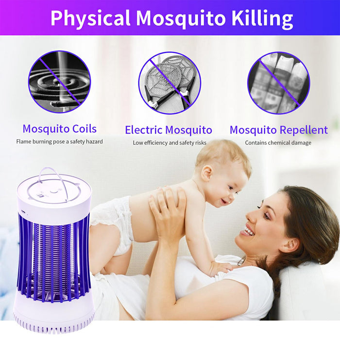 Bug Zapper Indoor/Outdoor, UV Attraction+Wind Inhale Insect Trap, Portable Rechargeable Eco-Friendly Pest Attractant Lamp to Remove Insects, Mosquitoes, Files, Bugs, Gnats, Moths..