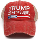 NDLBS Trump 2024 The Sequel Hat Campaign Rally Embroidered US Trump 2024 MAGA Hat Adjustable Baseball Trucker Cap