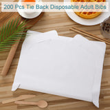 200 Pcs Tie Back Disposable Adult Bibs Disposable Dining Bibs for Adults Waterproof Plastic Bibs Keep Clothes from Spills for Senior Men and Elderly Women Eating