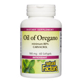 Natural Factors - Oil of Oregano 180mg, With Extra Virgin Olive Oil, 60 Count