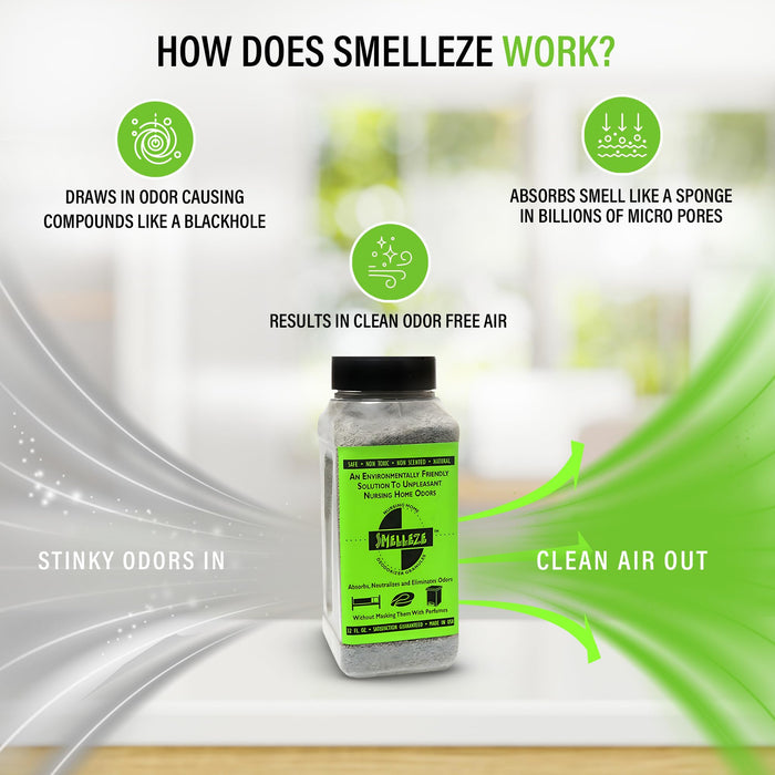 Smelleze Natural Elderly Odor Eliminator & Nursing Home Room Deodorizer - Works for all Old Age, Sick, Nursing Home, Urine, and Feces Smell, 2 lb. Granules