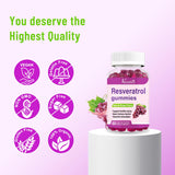 High Purity Resveratrol Gummies, 98% Trans-Resveratrol with Quercetin, Coq 10, Vitamin C - Reservatrol Supplement for Antioxidant, Joint, Anti-Aging - 120 Gummies