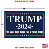 Factory Crafts Made In USA, Not China | Trump 2024 Yard Sign | Take America back Blue lawn Rally Placard | Outdoor Decoration 18" x 12" Double Sided Print with H-Stake (3RD TIME)