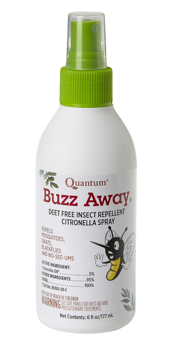 Quantum Health Buzz Away Insect Repellent DEET Free Citronella Oil Outdoor Mosquito Gnat Black Fly & No-See-Um Bug Spray Powerful Plants Repel Bugs Off Skin, Safe for Kids - 6 Ounce