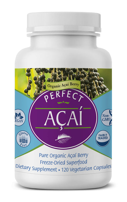 Perfect Supplements – Organically Grown Perfect Acai - Freeze-Dried Acai Supplement– 120 Vegetable Capsules