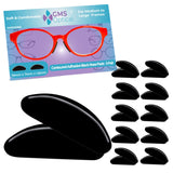 GMS Optical 1.8mm Reg-Thick/19mm Long - Anti-Slip Adhesive Contoured Silicone Nose Pads for Glasses & Sunglasses (5 Pair-2pack)(10 Total Pair)(Black)