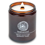 Hemlock Park Crackling Wood Wick Candle Handcrafted with Natural Coconut Wax and Essential Oils (Teakwood, Standard 8 oz)