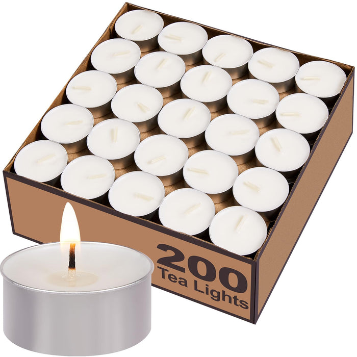Hypmis 200-Pack Tea Lights Candles Bulk, 4.5 Hours Burns Palm Tealights