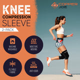 Copper Joe 2 Pack Copper Infused Knee Brace for Women and Men - Machine Washable Knee Compression Sleeve - Knee Sleeve for Arthritis, ACL, Running, Jogging, Basketball (X-Large)