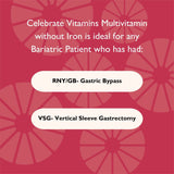 Celebrate Vitamins Bariatric Multivitamin Without Iron, Capsule, for Post Gastric Bypass or Sleeve Gastrectomy, 270 Count