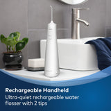 Waterpik Cordless Pulse Portable Water Flosser Bundle with 2 Classic Jet Tips, Rechargeable Battery, USB Charger, WF-20 White and Gray