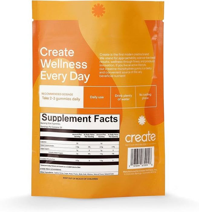 Create Wellness Every Creatine Monohydrate Orange Flavor 90 Gummies