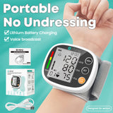 Wrist Blood Pressure Monitor Rechargeable Blood Pressure Machine with 2x99 Sets of Memory Large LCD Voice Broadcast for Home Use BP Machine, 5~7.7in Wrist Circumference, Black+White