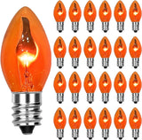 GOOTHY 25 Pack C7 Halloween Flicker Flame Light Bulbs, Orange Flickering Flame Replacement Bulbs for Chandelier Candles Christmas Outdoor String Lights, E12 Candelabra Base Night Light Bulbs, 1 Watt