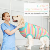 FUAMEY Recovery Suit for Dogs After Surgery,Soft Breathable Dog Bodysuit E-Collar & Cone Alternative Surgical Suit,Male Female Dog Neuter Spay Suits Anti Licking Wounds Onesie Mint Green Stripes L