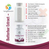 Butterbur Extract 100mg 180 Vegetarian Capsules | Made in USA | Natural Supplement | 100 mg Pure Powder Pill Formula