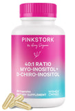 Pink Stork Myo-Inositol & D-Chiro Inositol - Ovarian Support Vitamin - 40:1 Blend to Support Hormone Balance for Women, Conception, Metabolism - Fertility Supplements for Women - 90 Capsules