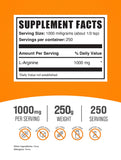 BULKSUPPLEMENTS.COM L-Arginine Powder - Arginine 1000mg, Arginine Supplement - Nitric Oxide Supplement, Unflavored & Gluten Free, 1000mg per Serving, 250g (8.8 oz) (Pack of 1)