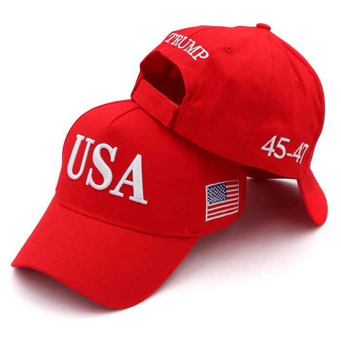 USA 3D Embroidered Dad Hat Trump 2024 MAGA Hat Make America Great Again Donald Trump Slogan with USA Flag Cap (Red USA Hat)