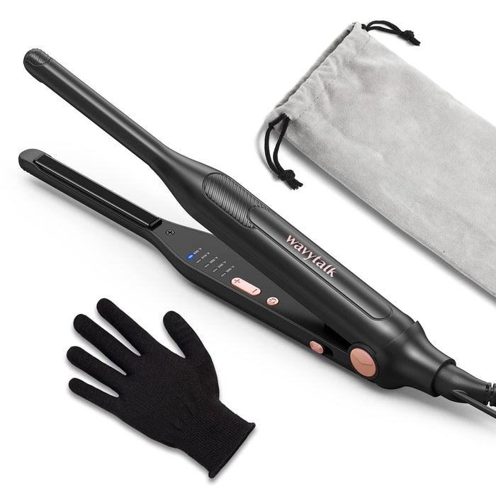 Wavytalk 3/10" Small Flat Iron, Pencil Flat Iron for Short Hair, Pixie Cut and Bangs, Mini Hair Straightener for Edges with Anti-Pinch Design, Tiny Hair Straightener with Floating Plates