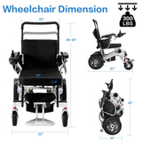 28+ Miles Long Travel Range, Electric Wheelchair for Adults Lightweight Foldable, All Terrain Motorized Power Wheelchair for Seniors Portable, Airline Approved