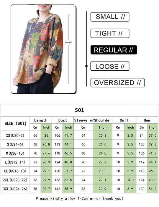 YESNO Women Ugly Christmas Sweater Graphic Printed Oversized Pullover Sweaters Casual Loose Knit Tops XL S01 CR19