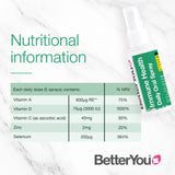 BETTERYOU Immune Health Daily Oral Spray, Pill-Free Multivitamin Supplement, Vitamins A, C and D with Minerals Selenium and Zinc, 1-month Supply, Made in the UK, Natural Orange and Peach Flavour