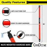 CanDo Slim WaTE Bar 3lb Red, Total Body Workout Weighted Exercise Bar for Strength Training, Toning, and Physical Therapy