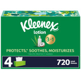 Kleenex Lotion Facial Tissues with Coconut Oil, 4 Flat Boxes, 180 Tissues Per Box, 3-Ply