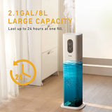 Humidifiers for Bedroom Large Room, AILINKE 2.1Gal/8L Humidifiers for Home Large Ultrasonic Top Fill Humidifier with 3 Speed Humidistat for Baby Kids Adults Yoga Sleep