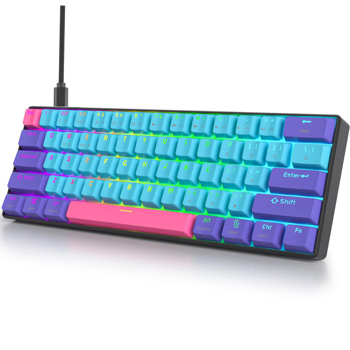 Guffercty kred 60 Percent Keyboard Mechanical Red Switch Hot Swappable RGB Wired Gaming Keyboard with Backlit PBT Keycaps NKRO Type-C for PC Gamer (Gateron Optical Red, Joker)