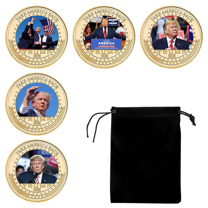 2024 Donald Trump Campaign Attack Commemorative Coin Set in Bag, Supports Trump Gift