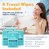 Body Wipes for Adults - XL Wet Wipes 8" x 12" (400 Count) + 8 Travel Wipes | Rinse Free Bathing Wipes - Wash Cloths for Incontinence, Disposable Washcloths with Aloe Vera - Camping, Elderly, Bathing