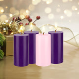 Mega Candles 4 pcs Unscented Christmas Advent Round Pillar Candle, Hand Poured Premium Wax Candles 3 Inch x 6 Inch, Holidays, Church, Decorations, Devotional, Celebration, Party & More