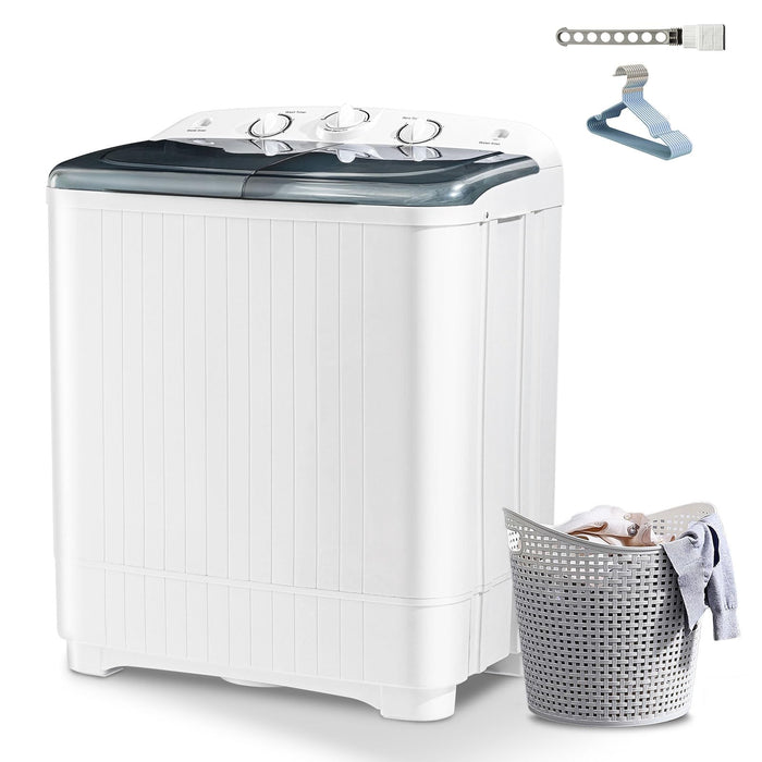 Sportpulse 22lbs Compact Mini Twin Tub Washing Machine with Drying Rack, 13lbs Portable Laundry Washer and 9lbs Spinner, Convenient and Efficient for Dorms, Apartment (Black, 22lbs)
