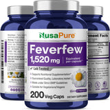 NusaPure Feverfew 1520mg 200 Vegetarian Caps (Extract 4:1, Non-GMO, Gluten Free)
