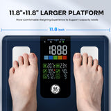 GE Smart Scale for Body Fat: Weight Scales with BMI Muscle Mass Button Function 500lbs Digital Bathroom Scales Body Composition Monitor 11.8" Platform Accurate Weighing Health Analyzer
